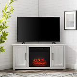 Crosley Furniture Camden Corner Fireplace TV Stand for 50+ inch TVs, Entertainment Center with Storage Shelves, Whitewash Crosley Furniture