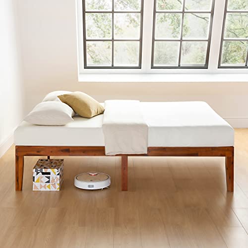 Mellow Naturalista Classic 16 Inch Solid Wood Platform Bed with Wooden Slats, Cherry, Queen Mellow