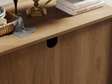 FENSULN Buffet Sideboard Cabinet Farmhouse Modern 3 in1 Storage Cabinet with Adjustable Shelves for Kitchen, Coffee Bar, Living Room, Oak FENSULN