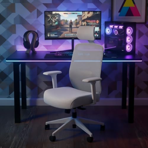 HON Altern Ergonomic Office Chair with Headrest, Arms, Foam Cushion Seat, Mid Back Home Office Desk Chair Comfy, Gaming Chair, Height Adjustable Arms, Synchro-Tilt, Seat-Slide, White Frame, Frost HON