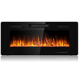 Tangkula 42 Inches Recessed Electric Fireplace, in-Wall & Wall Mounted Electric Heater with Adjustable Flame Color & Speed, Remote Control, Touch Screen, 750-1500W (42 Inches) Tangkula
