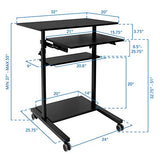 Mount-It! Mobile Standing Desk with Retractable Keyboard Platform | Height Adjustable Stand Up Computer Workstation | Locking Wheels, 99 Lbs Capacity Mount-It!