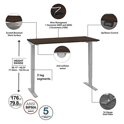 Bush Business Furniture Move 40 Electric Ergonomic Sit-Stand Computer Table for Home and Professional Office, 72W x 30D, Platinum Gray - WoodArtSupply