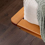 Mid Century Modern Caramel Solid Wood Platform Bed Frame with Headboard and Footboard, King Size Walker Edison