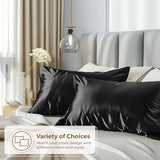 Pure Bedding Satin Pillowcase 2 Pack - Queen Size (20"x30", Black) - Silky Pillow Cases for Hair and Skin - Satin Pillow Covers with Envelope Closure - Extra Soft Premium Microfiber Pure Bedding