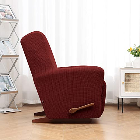 KEKUOU Recliner Chair Covers Lazy Boy Recliner Covers Stretch Couch Cover Slipcovers 1 Piece Furniture Protector with Elastic Bottom (Recliner, Dark Red) KEKUOU