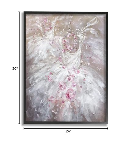 Stupell Industries Abstract White Farm Dresses Dancing Pink Rose Flowers, Designed by Debi Coules Black Framed Wall Art, 24 x 30, Brown - WoodArtSupply