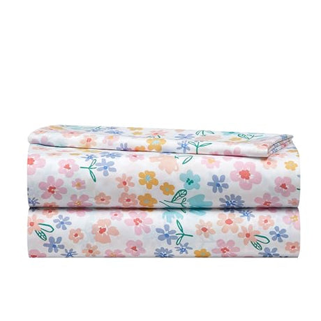 Heritage Kids 4-Piece Full Sheet Set – Multi-Color Ditsy Floral Design, Includes Top Sheet, Fitted Sheet & 2 Pillowcases, Soft Microfiber Bedding for Girls’ Bedroom or Guest Room Heritage Kids