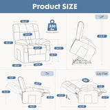 DUMOS Power Lift Recliner Chair with Vibration Massage and Heat for Elderly, Ergonomic Overstuffed Breathable Fabric Reclining Chair with 3 Pockets, Remote Control, Living Room, Bedroom, Grey DUMOS