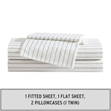 Eddie Bauer - Queen Sheet Set, Cotton Percale Bedding Set, Super Soft and Bedding Set, Oeko-Tex Certified (Essential Stripe Beige, Queen) Eddie Bauer
