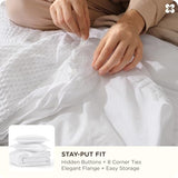 Bedsure Cotton Duvet Cover King - 100% Cotton Waffle Weave Bright White Duvet Cover King Size, GentleSoft™ and Breathable Bedding Set for All Season, 3 Pieces, 104"x90" Bedsure