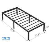NEW JETO Metal Bed Frame,Twin Size Bed Frame with Storage Space,Heavy Duty Sturdy Mattress Foundation,Easy Assembly,No Box Spring Needed, Black,18 Inch,Twin NEW JETO