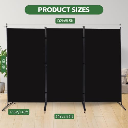 Room Divider Folding Privacy Screens, Portable Room Divider Panel 3 Panel Partition Room Dividers Screen Freestanding Room Partitions and Dividers Fabric Dividers for Room Separation YASRKML