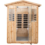 Infrared Sauna Wooden Sauna Room,Outdoor Sauna 4 Person Infrared Saunas for Home,Low Emf Infrared Sauna 2050W 2 Bluetooth Speakers, 2 LED Reading Lamp KOOZONEGM