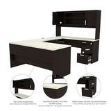 Pemberly Row U Shaped Computer Desk in Dark and White Chocolate Pemberly Row