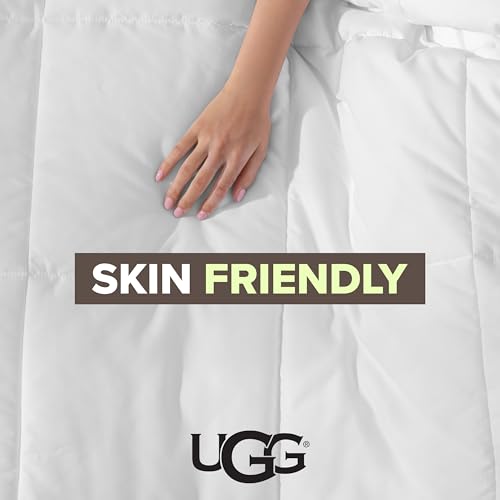 UGG Danielle Full/Queen Comforter Duvet Insert Cooling Lightweight Down Alternative Hypoallergenic Washable Quilted Fluffy Comforter Blanket with Corner Tabs for Duvet Cover, Full/Queen, Bright White UGG