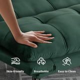 SoarFlash 67 Inch Futon Double Sofa Bed, 2 in 1 Velvet Loveseat Sofa with Adjustable Backrest Memory Foam for Living Room Bedroom Office Apartment Compact Couch(Green) SoarFlash