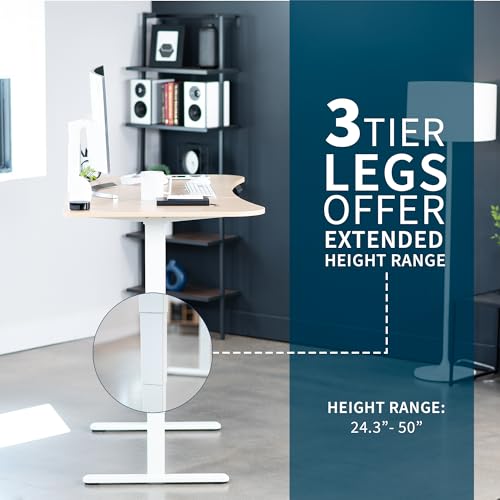 VIVO Electric 63 x 32 in Dual Motor Standing Desk, Memory Height Adjustment, 2B Series, Light Wood Top White Frame, DESK-KIT-2W1C VIVO
