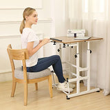 SDADI L101XWFDT Adjustable-Height Steel-Framed Mobile Standing Office Computer Desk with 2 Tiers and Lockable Caster Wheels, Dark Grain SDADI