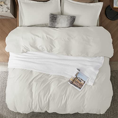 Bedsure Duvet Cover Queen Size - Soft Double Brushed Bedding Set for Kids & Adults, Zipper Closure, 3 Pieces, Includes 1 Duvet Cover (90"x90") & 2 Pillow Shams, NO Comforter, Cream White Bedsure