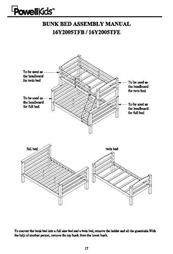 Powell Espresso Twin/Full Bunk Bed with Built-In Ladder and Detachable Design - WoodArtSupply