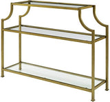 Crosley Furniture Aimee Sofa Console Table with Storage Shelves for Hall, Entryway, or Living Room, Gold and Glass Crosley Furniture