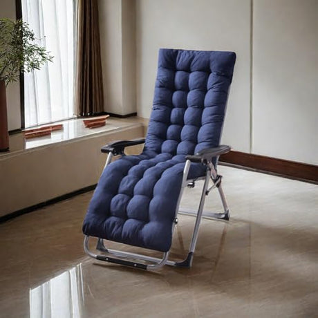 Gfgift Patio Chaise Lounger Cushion, Lounge Chair Recliners Chair Cushions, Rocking Chair Sofa Cushion with 6 Ties,Thick Padded Swing Bench Cushion，61x18.89x3.14in (Navy Blue) Gfgift
