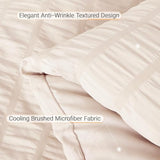 MUXHOMO 7 Pieces Queen Comforter Set, Seersucker Bed in a Bag Queen Size, All Season Luxury Bedding Set with Comforter, Flat Sheet, Fitted Sheet, Pillowcases & Shams, Beige MUXHOMO