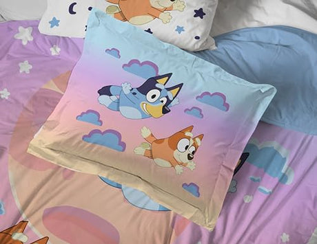 Jay Franco Bluey & Bingo Twin Comforter Set - 5 Piece Bed Set Includes Sheet Set & Pillow Covers - Super Soft Clouds & Stars Kids Bedding Jay Franco