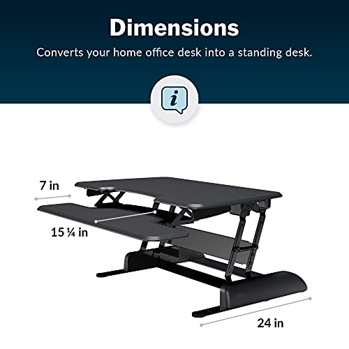 Vari - VariDesk Essential 36 - Two-Tier Standing Desk Converter for Monitor & Accessories - Height Adjustable Sit Stand Desk - Fully Assembled Monitor Riser for Home Office - 36" Wide, Black Vari