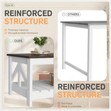 YESHOMY Farmhouse Coffee Table, Wood Square Open Storage Compartment for Living Room, Brown and White YESHOMY