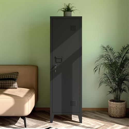 MIOCASA Metal Locker Storage Cabinet with 3 Shelves Industrial Lockable 1 Door File Cabinet for School, Home, Office, Garages MIOCASA