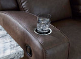 Signature Design by Ashley Lavenhorne Contemporary Faux Leather Upholstered Manual Rocker Recliner with 2 Cup Holders, Dark Brown Signature Design by Ashley