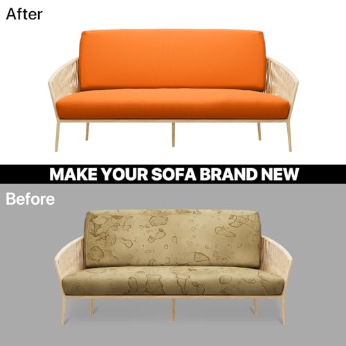 MoNiBloom Twin Futon Cover, Armless Stretch Futon Slipcover Armless Sofa Cover Furniture Protector, Washable Zippered Futon Couch Cover for Adults Kids and Pets, Jackknife Rv Sofa Covers, Pumpkin MoNiBloom