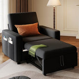 DWVO Convertible Sleeper Chair, 3-in-1 Sofa Bed with Reclining Backrest, 75" Single Sleeper Couch with Pull-Out Bed and Wide Armrest, Linen Futon Sofa for Dorm Apartment, Black DWVO
