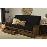 Kodiak Furniture Washington Queen Size Futon Frame with Storage Drawers - Wood Futon Frame with Mattress Included in Suede Black Color Kodiak Furniture