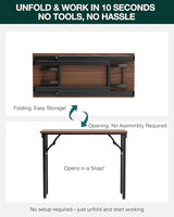 Frylr Small Folding Computer Desk – Portable 35.8 Inch Foldable Laptop Table, Collapsible and Compact for Easy Storage and Fast Setup, Lightweight for Small Spaces, Craft and Study Use, Dark Walnut Frylr