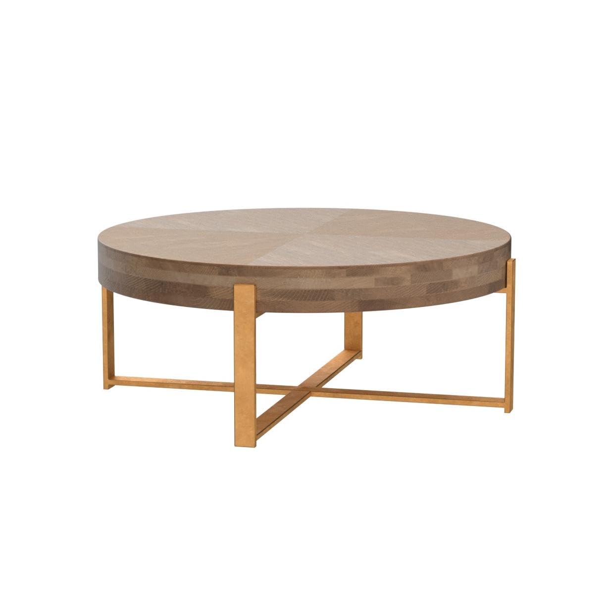 Gexpusm Round Wood Coffee Tables with Metal Leg, Farmhouse Circle Coffee Table for Living Room, Rustic Mid-Century Wooden Coffee Tables for Apartment, Easy Assembly(32" Dx32 Wx18 H) - WoodArtSupply