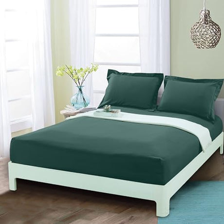 Mocassi California King Fitted Sheet - Deep Pocket Cooling Sheets up to 16 inch - Hotel Luxury 1800 Premier - Softest Sheets - Wrinkle Resistant - 1 Single Bottom Fitted Sheet, Cali King, Forest Green Mocassi