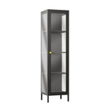 VCGGAIP Metal Display Cabinet with Glass Doors,4-Tier Curio Cabinet with Adjustable Shelves,21 DIY Color Lights Display Cases for Collectibles Figure VCGGAIP