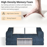 MAKIAAP 80" Foldable Chenille Futon Sofa Bed, 4-in-1 Convertible Couch with 2 Pillows, King-Size Floor Lounger for Living Room, Guest Room, Dorm - No Assembly (Blue, 80in) MAKIAAP