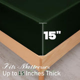 NSGZ 2 Pcs Satin Fitted Sheet and Pillowcase Set, Twin Silky Bottom Bedsheet Fit up to 15 Inch Deep Pocket Mattress, Dark Green Soft Satin Bedding Includes 1 Fitted Sheet and 1 Pillowcases NSGZ