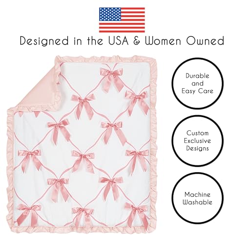 Sweet Jojo Designs 4-Piece Baby Crib Bedding Set (Pink Bows) for Girls, Infants/Nursery incl. Blanket, Fitted Sheet, Skirt, Diaper Stacker (Ruffles, Bow, Ballet Dancer, Ballerina Princess Collection) Sweet Jojo Designs