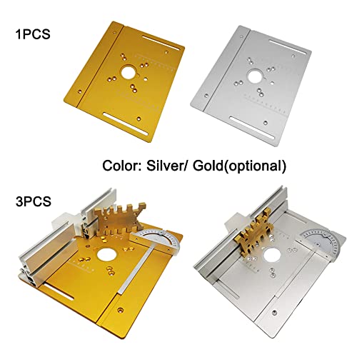 Set of 3 Router Table Insert Plates, Aluminum Alloy, Wood Milling, Flip Board Trimming Machine, Engraving Auxiliary Tool with Miter Gauge, Saw burko