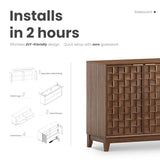 COLAMY Fluted Sideboard Cabinet with Storage – Solid Wood Buffet for Dining Room, Credenza Console with Adjustable Shelves, Walnut Finish, Mid Century Modern Style,Walnut Black COLAMY