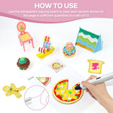 3D Pen Printing Template, 20 Sheets 3D Printer Drawing Graffiti, 3D Painting Paper Stencils with a PVC Transparent Board, for Kids Christmas Birthday DIY Gifts, Vomika Vomika