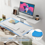 TecbL Pneumatic Standing Desk with Wheels - Adjustable Height 28" - 46" & 0-90° Tilt, 31.5" x 17.7" Skin-Feel Desktop, Rolling Computer Desk for Home Office, Hospital, School (White) TecbL
