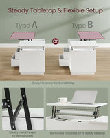 VASAGLE Coffee Table, Lift Top Coffee Table with 2 Drawers and Hidden Compartments, Center Table with Lift Tabletop, Open Compartments, for Living Room, Home Office, Snow White ULCT210W01 VASAGLE