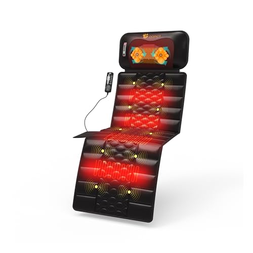 DOPICT Massage Mat, Detachable Neck Massager, Full Body Vibration Heating, Massage Pad with 10 Vibrating Motors and 9 Speed Settings for Home Office Use, Gift for Men Women Parents Christmas,Black DOPICT