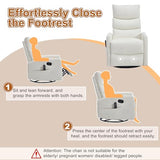 Manual Swivel Rocker Recliner Chair for Adults, Overstuffed Glider Recliner for Nursing with Vibration Massage & Heat, Living Room Rocking Recliner 3-Stage backrest, Faux Leather White